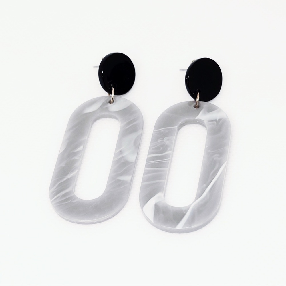 Beautiful Black and Greys Acrylic Earrings